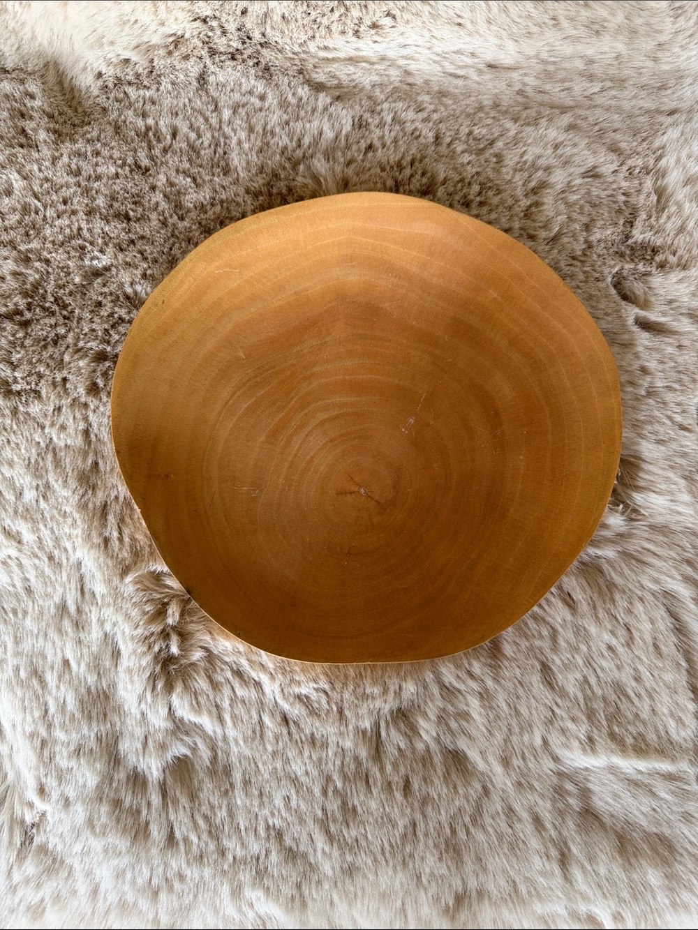Round Natural Wood Serving Bowl - Warm Honey Tone